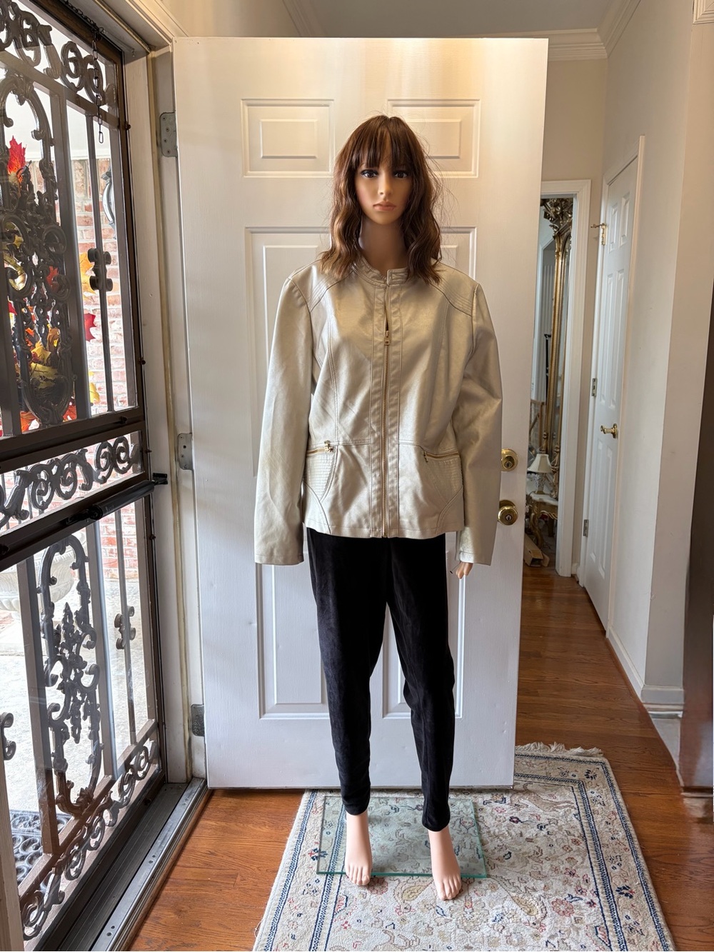 Marc New York light Gold Tone Faux Leather Zip-Front Jacket